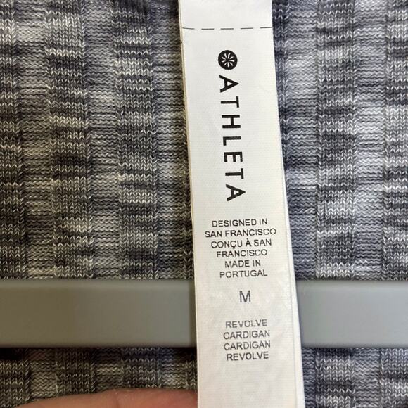 Athleta revolve cardigan heather gray ribbed button up size medium - Picture 2 of 3